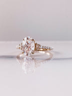 3.0 CT Oval Moissanite Three Stone Setting Engagement Ring