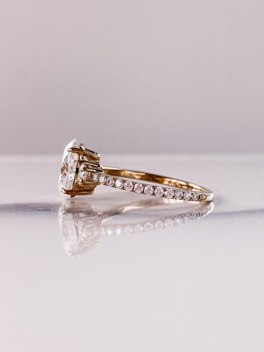 3.0 CT Oval Moissanite Three Stone Setting Engagement Ring