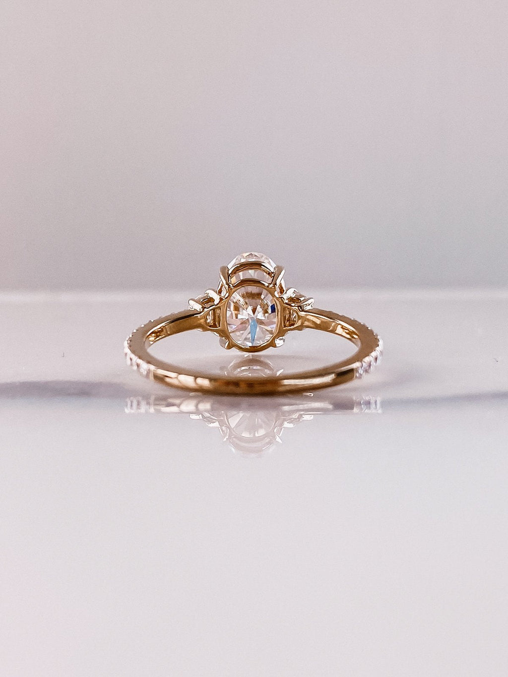 3.0 CT Oval Moissanite Three Stone Setting Engagement Ring