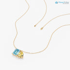 Blue Topaz and Citrine Toi et Moi Necklace Dainty Two-Gemstone Necklace DisneyValley