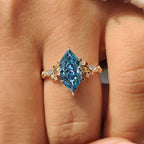 Blue Dutch Marquise Nature Inspired Engagement Ring With Side Stone