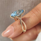 Blue Dutch Marquise Engagement Ring In Hidden Halo Style