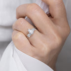 1.33 CT Pear Cut Moissanite Cluster Engagement Ring
