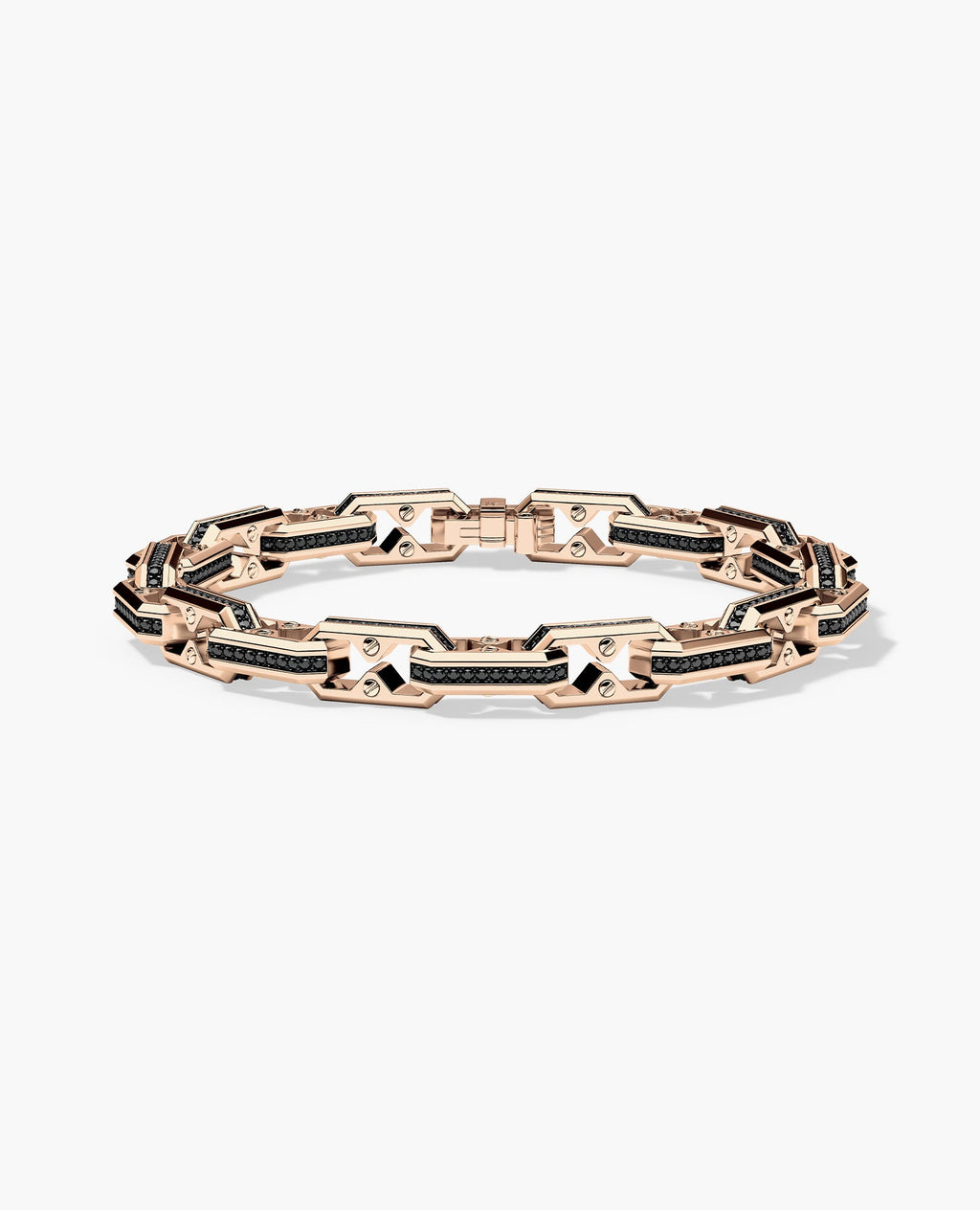 ARTURO Gold Link Bracelet with Black Diamonds - 6mm