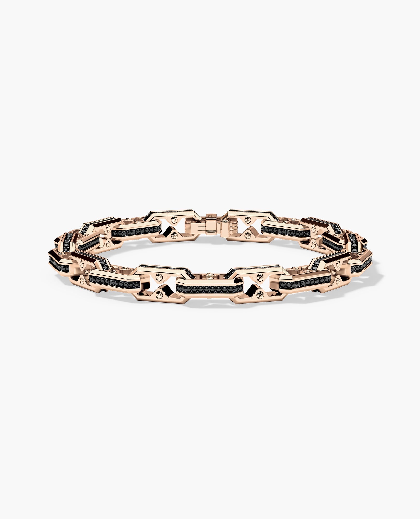 ARTURO Gold Link Bracelet with Black Diamonds - 6mm