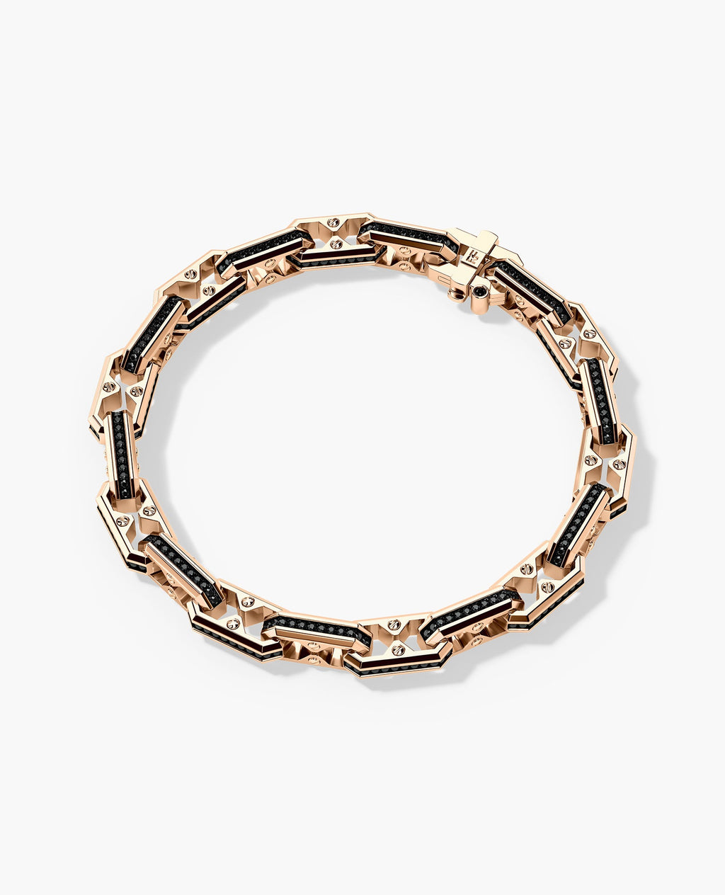 ARTURO Gold Link Bracelet with Black Diamonds - 6mm