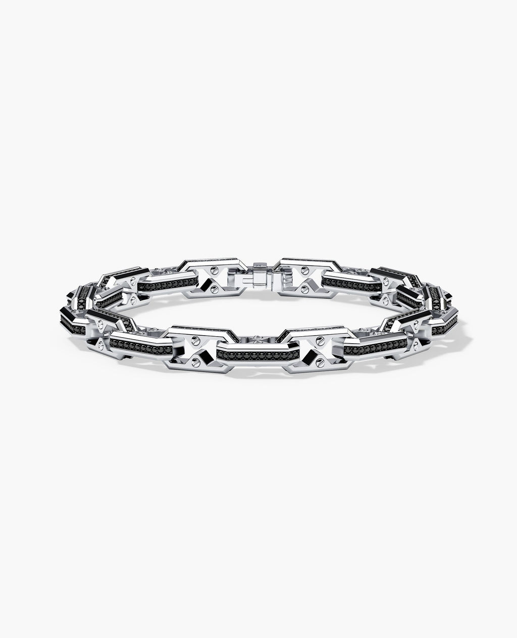 ARTURO Gold Link Bracelet with Black Diamonds - 6mm