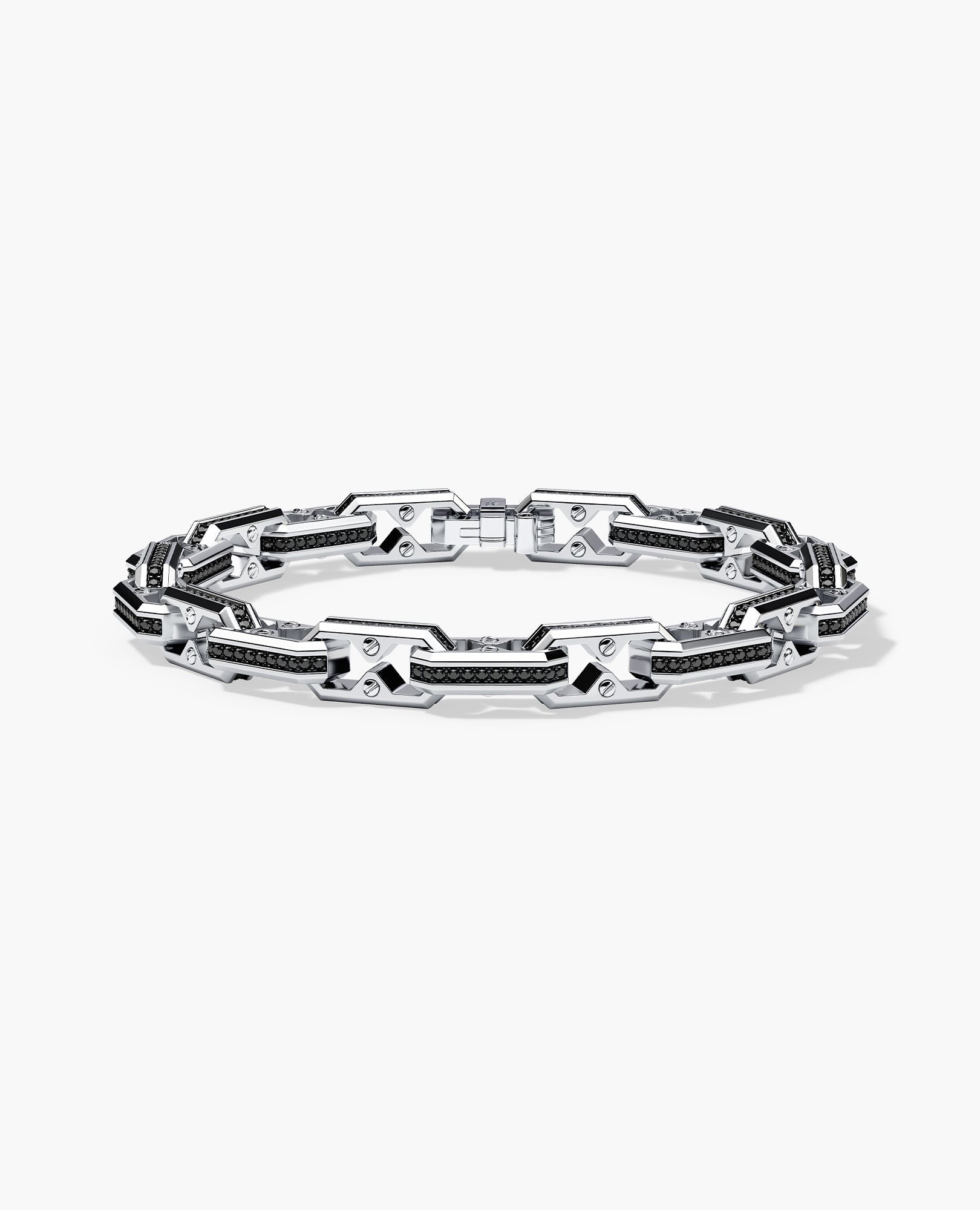 ARTURO Gold Link Bracelet with Black Diamonds - 6mm