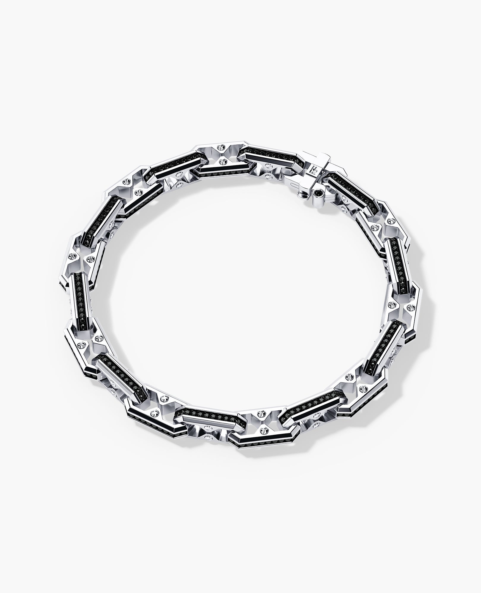ARTURO Gold Link Bracelet with Black Diamonds - 6mm