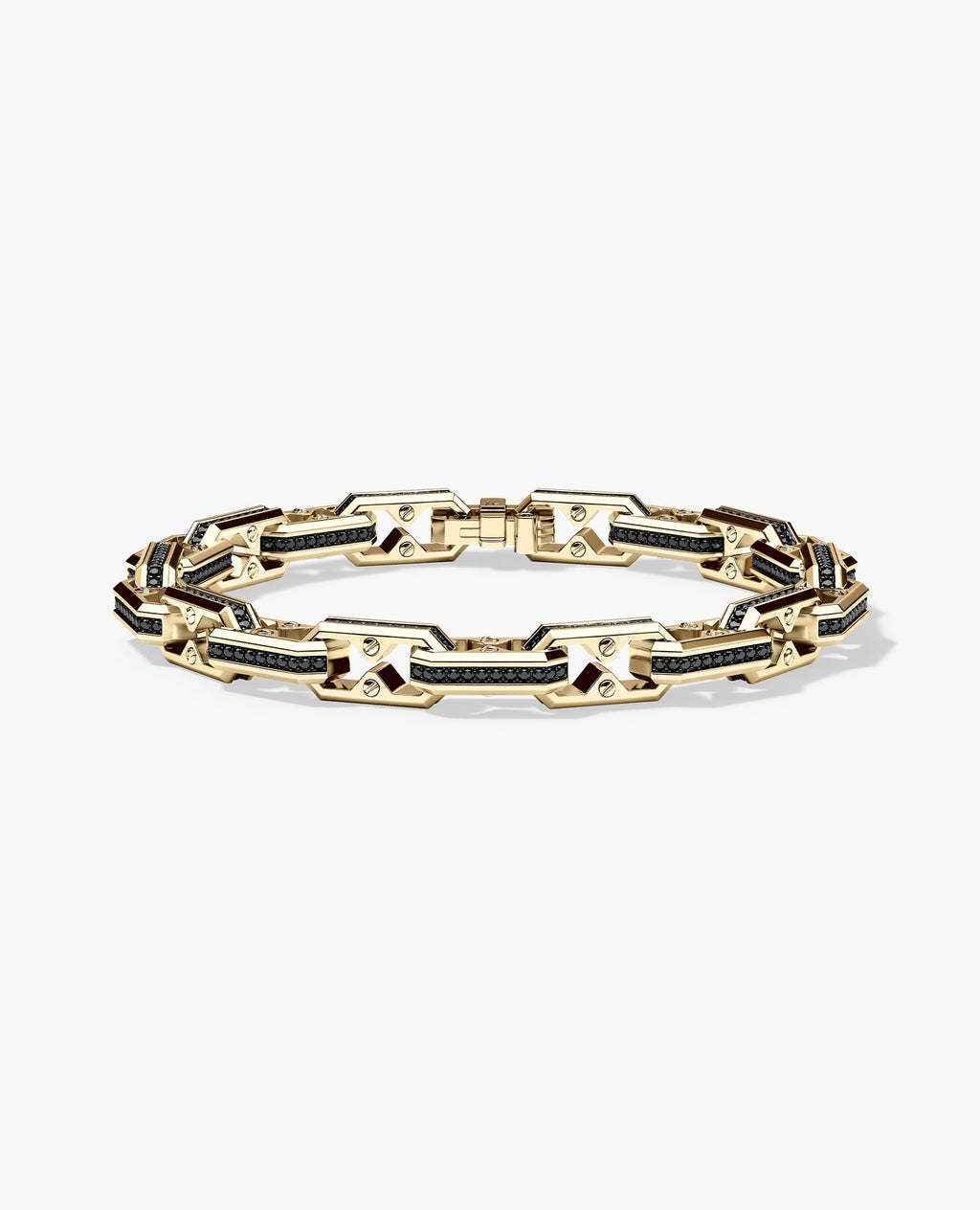 ARTURO Gold Link Bracelet with Black Diamonds - 6mm