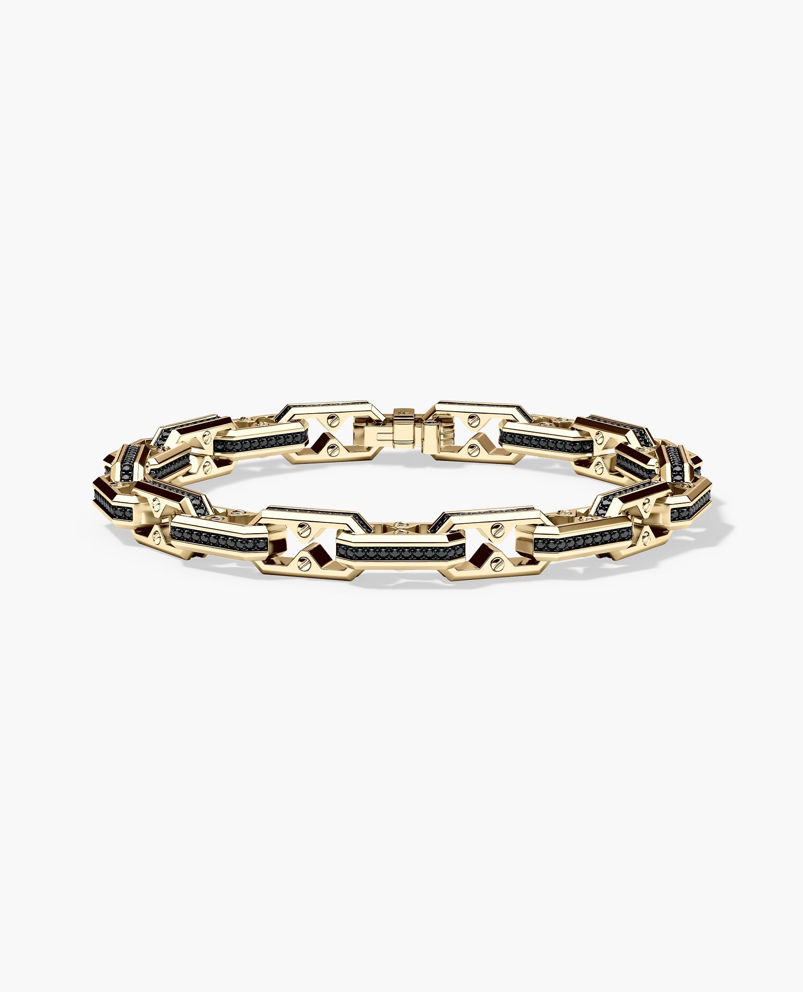 ARTURO Gold Link Bracelet with Black Diamonds - 6mm