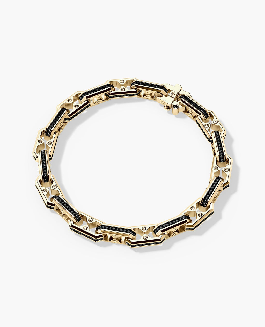 ARTURO Gold Link Bracelet with Black Diamonds - 6mm