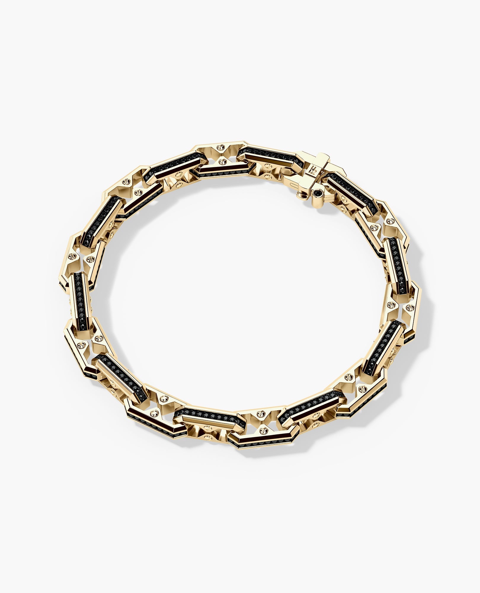 ARTURO Gold Link Bracelet with Black Diamonds - 6mm