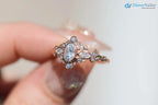Briar bezel three stone oval and marquise lab grown diamond engagement rings DisneyValley