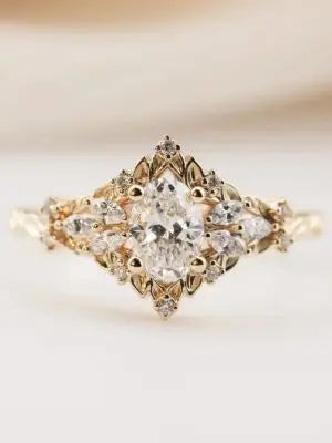 Briar rose starlight oval center Whimsical gold engagement ring DisneyValley