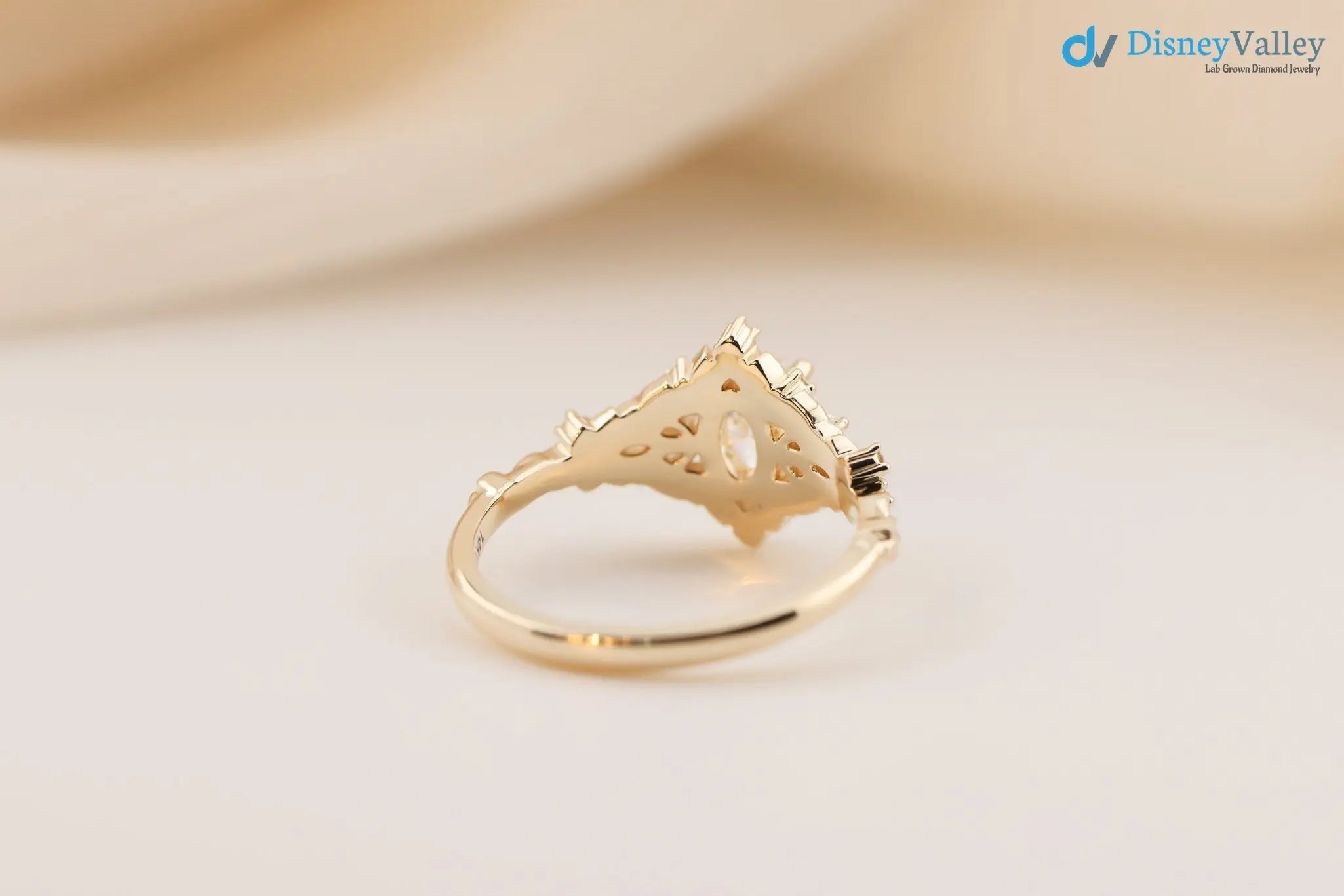 Briar rose starlight oval center Whimsical gold engagement ring - DisneyValley