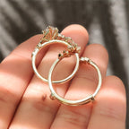 Marquise Engagement Ring With Wedding Band In Nature Inspired Style