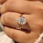Pear Step Cut Diamond Solitaire Engagement Ring in Bypass Setting
