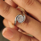 Solitaire Portuguese Cut Diamond Ring in Half Bezel