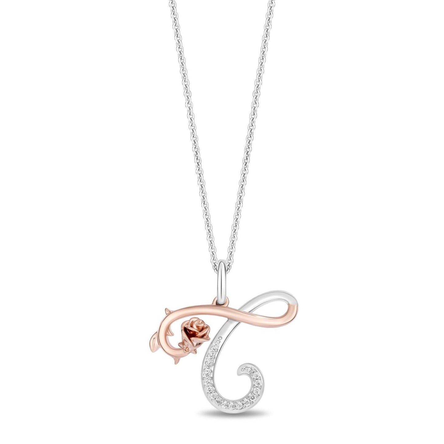 Enchanted Disney Fine Jewelry Diamonds Alphabet A to Z Belle Pendant Necklace