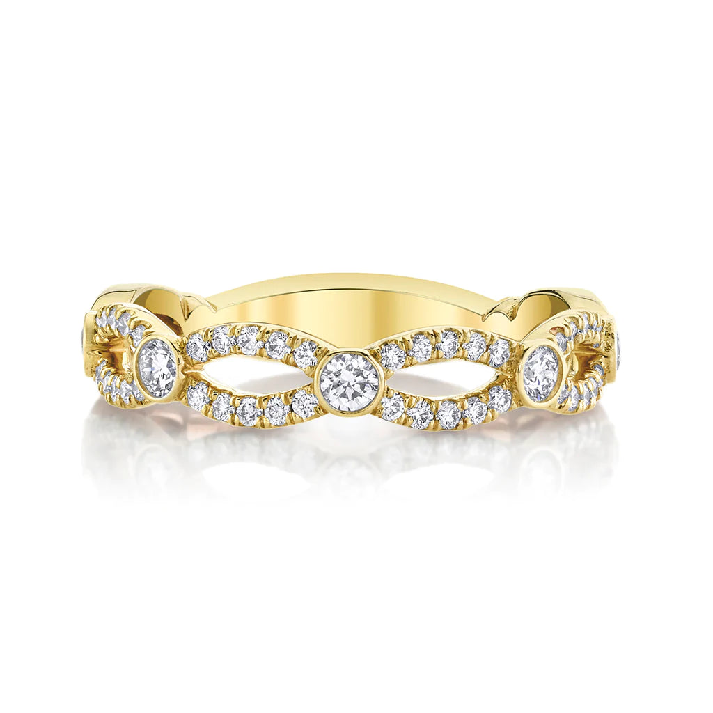 0.5 CTW  Round | Brilliant Cut Moissanite  Crossover  Halo Unique Wedding Band