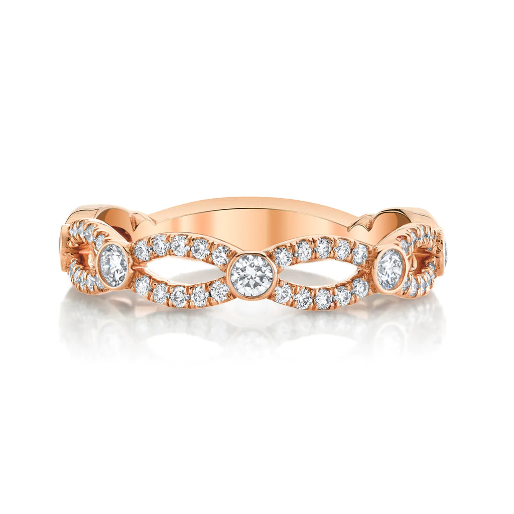 0.5 CTW  Round | Brilliant Cut Moissanite  Crossover  Halo Unique Wedding Band