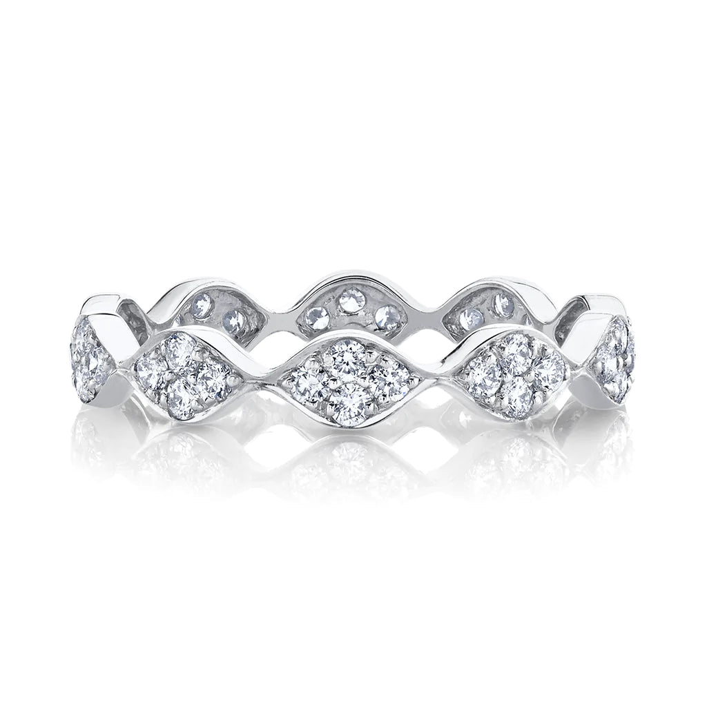 0.6 CTW  Round | Brilliant Cut Moissanite  Halo Unique Wedding Band