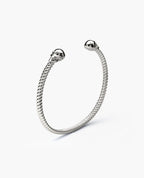 SKULL Silver Cuff Bracelet with Black Diamonds - 4mm