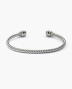 SKULL Silver Cuff Bracelet with Black Diamonds - 4mm