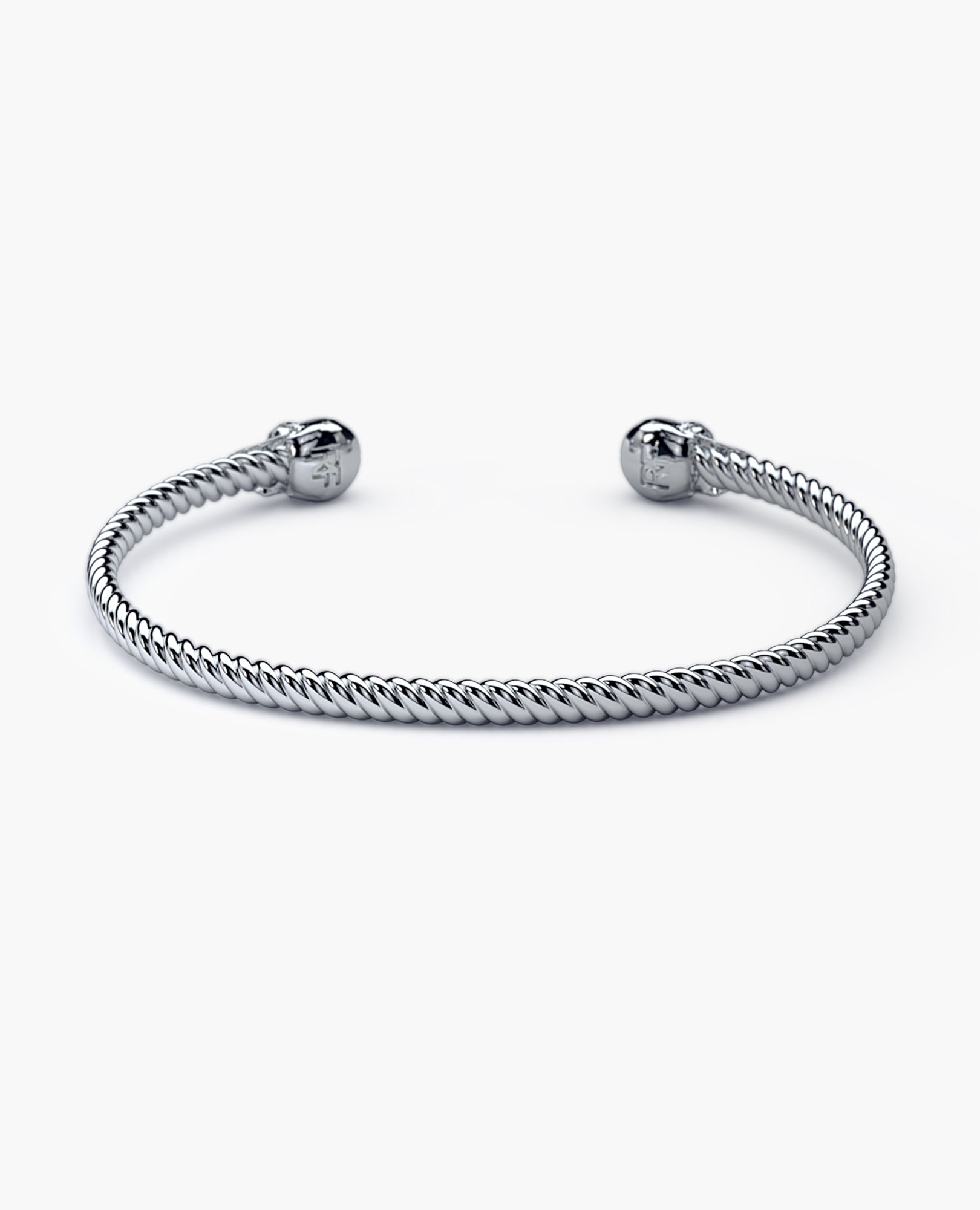 SKULL Gold Cuff Bracelet with Black Diamonds - 4mm