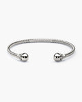 SKULL Silver Cuff Bracelet with Black Diamonds - 4mm
