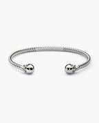 SKULL Silver Cuff Bracelet with Black Diamonds - 4mm