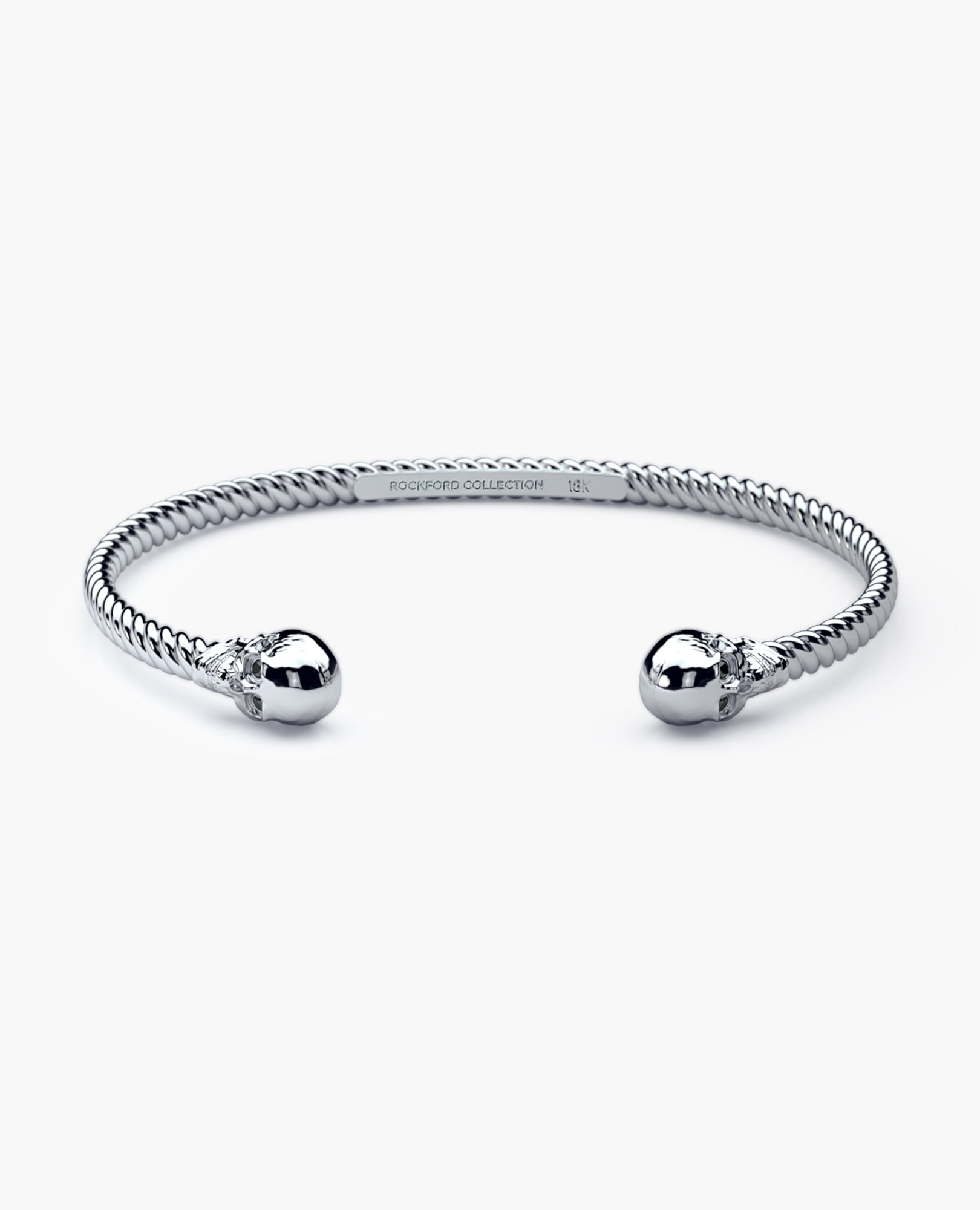 SKULL Gold Cuff Bracelet with Black Diamonds - 4mm