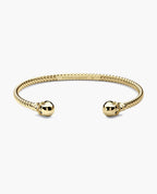 SKULL Gold Cuff Bracelet with Black Diamonds - 4mm
