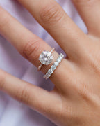 2.10 CT Round Moissanite Solitaire With Pave Setting Engagement Ring