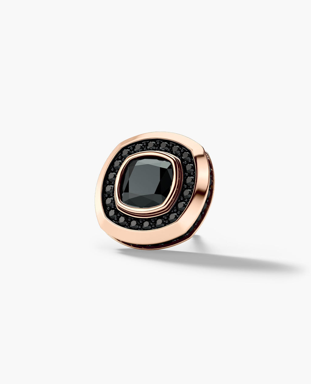HALO Gold Cushion Cut Single Stud Earring with 0.50ct - 1.35ct Black Diamonds