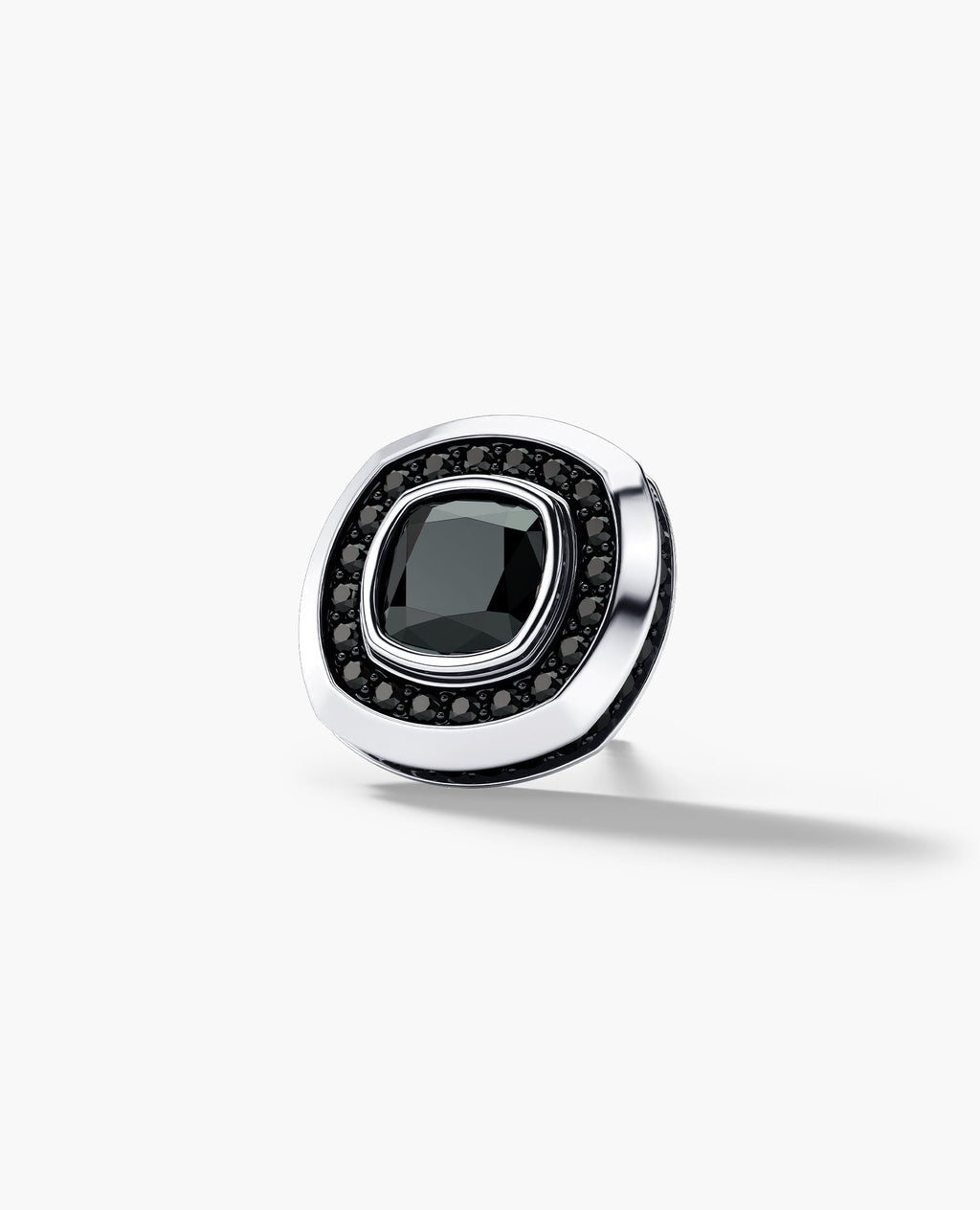 HALO Gold Cushion Cut Single Stud Earring with 0.50ct - 1.35ct Black Diamonds