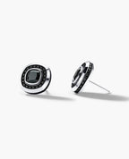 HALO Gold Cushion Cut Single Stud Earring with 0.50ct - 1.35ct Black Diamonds