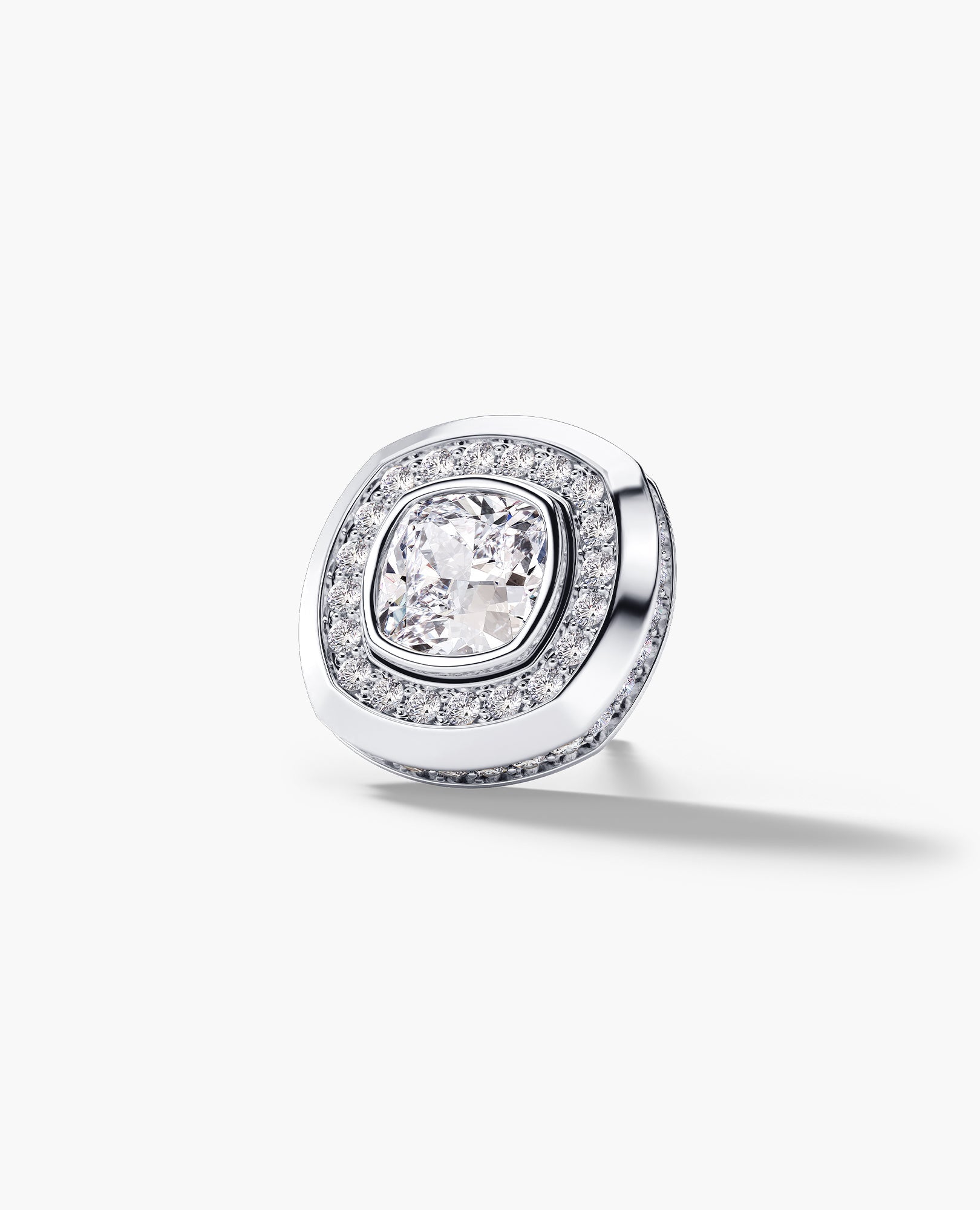 HALO Gold Cushion Cut Single Stud Earring with 0.50ct - 1.35ct Diamonds