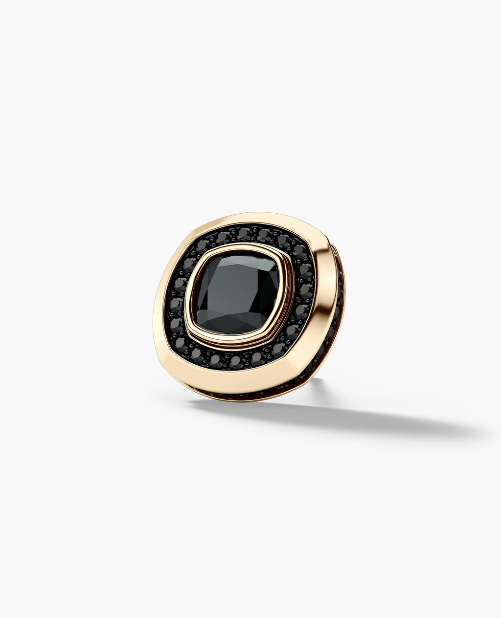 HALO Gold Cushion Cut Single Stud Earring with 0.50ct - 1.35ct Black Diamonds