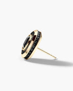 HALO Gold Cushion Cut Single Stud Earring with 0.50ct - 1.35ct Black Diamonds