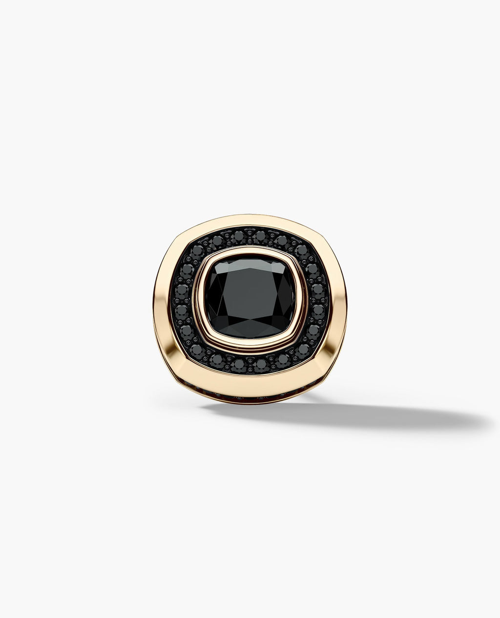 HALO Gold Cushion Cut Single Stud Earring with 0.50ct - 1.35ct Black Diamonds