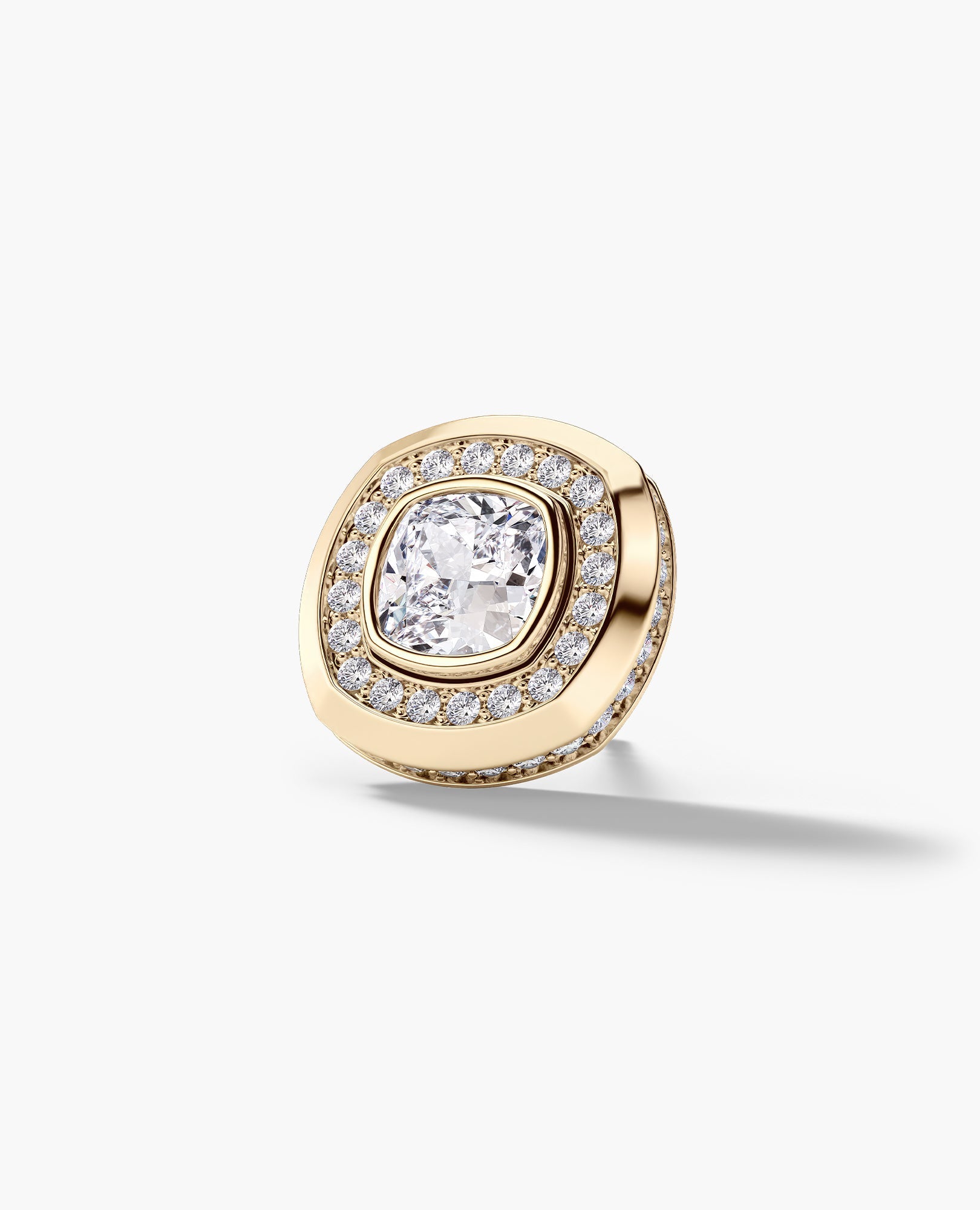 HALO Gold Cushion Cut Single Stud Earring with 0.50ct - 1.35ct Diamonds