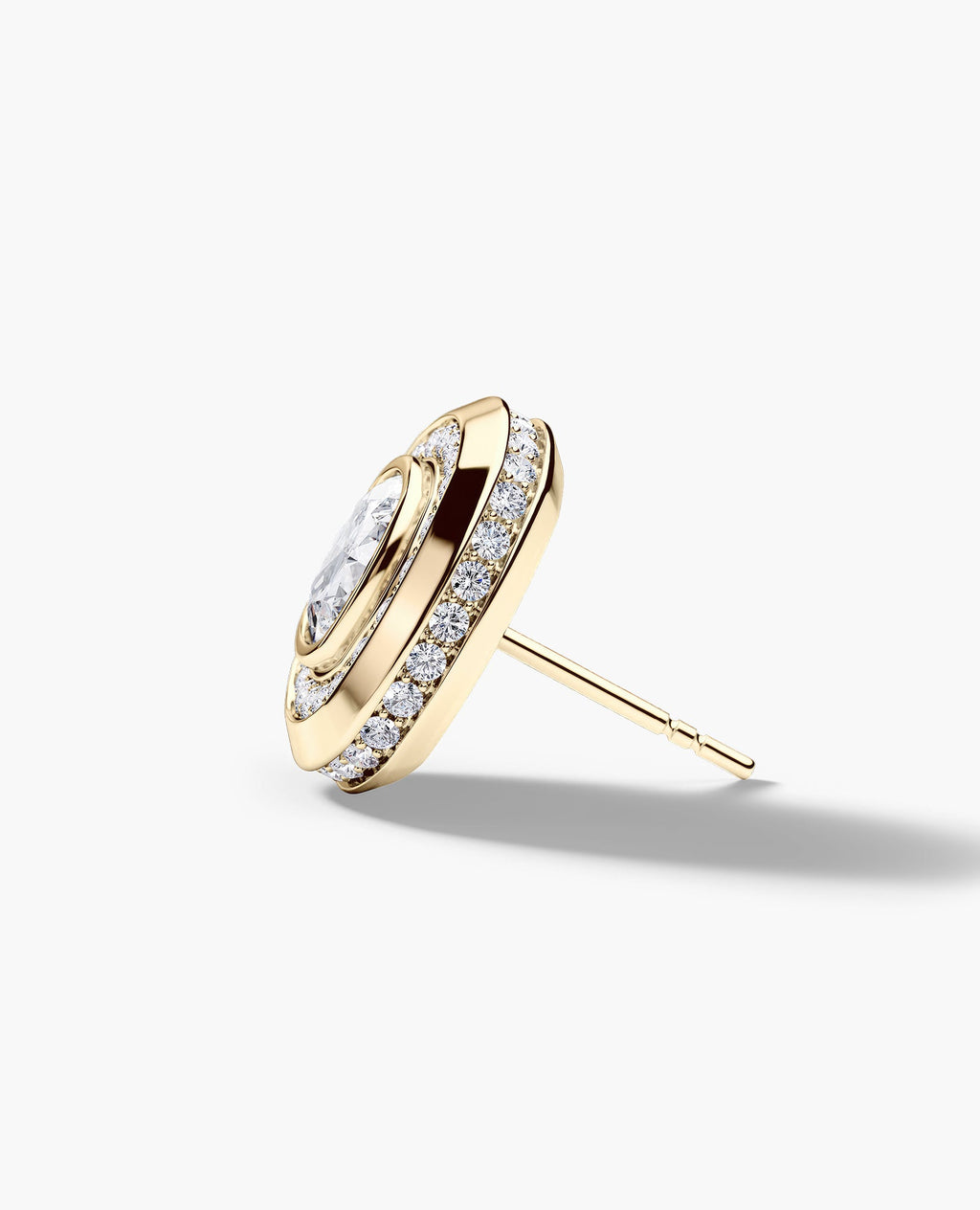 HALO Gold Cushion Cut Single Stud Earring with 0.50ct - 1.35ct Diamonds