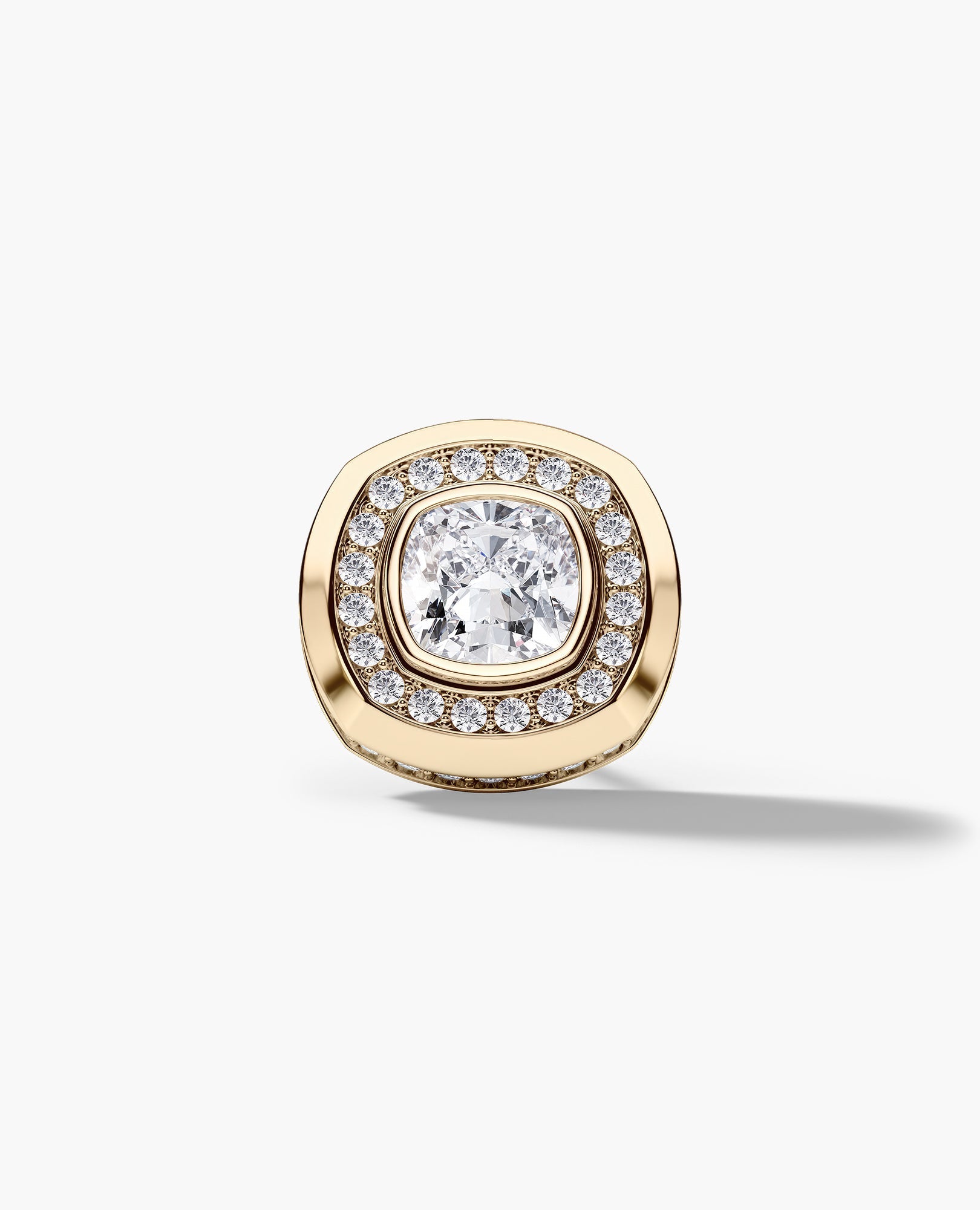 HALO Gold Cushion Cut Single Stud Earring with 0.50ct - 1.35ct Diamonds