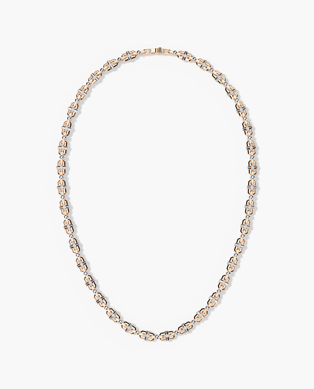 MOSS Two-Tone Gold Link Necklace with Diamonds - 9mm