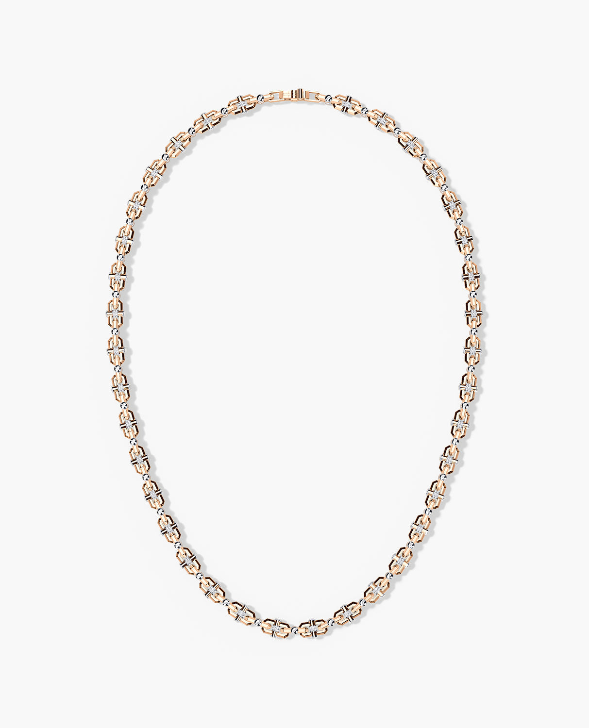 MOSS Two-Tone Gold Link Necklace with Diamonds - 9mm
