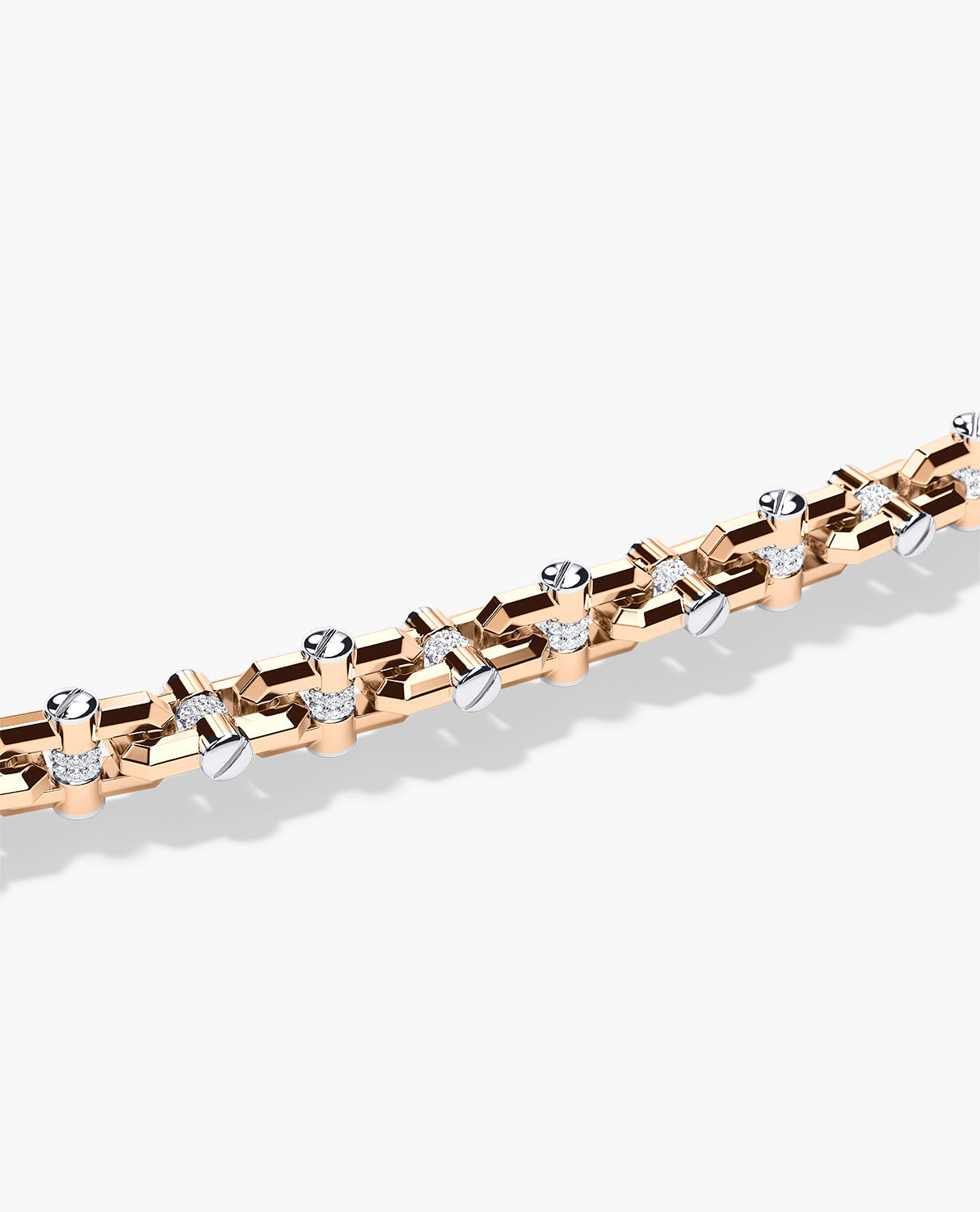 MOSS Two-Tone Gold Link Necklace with Diamonds - 9mm