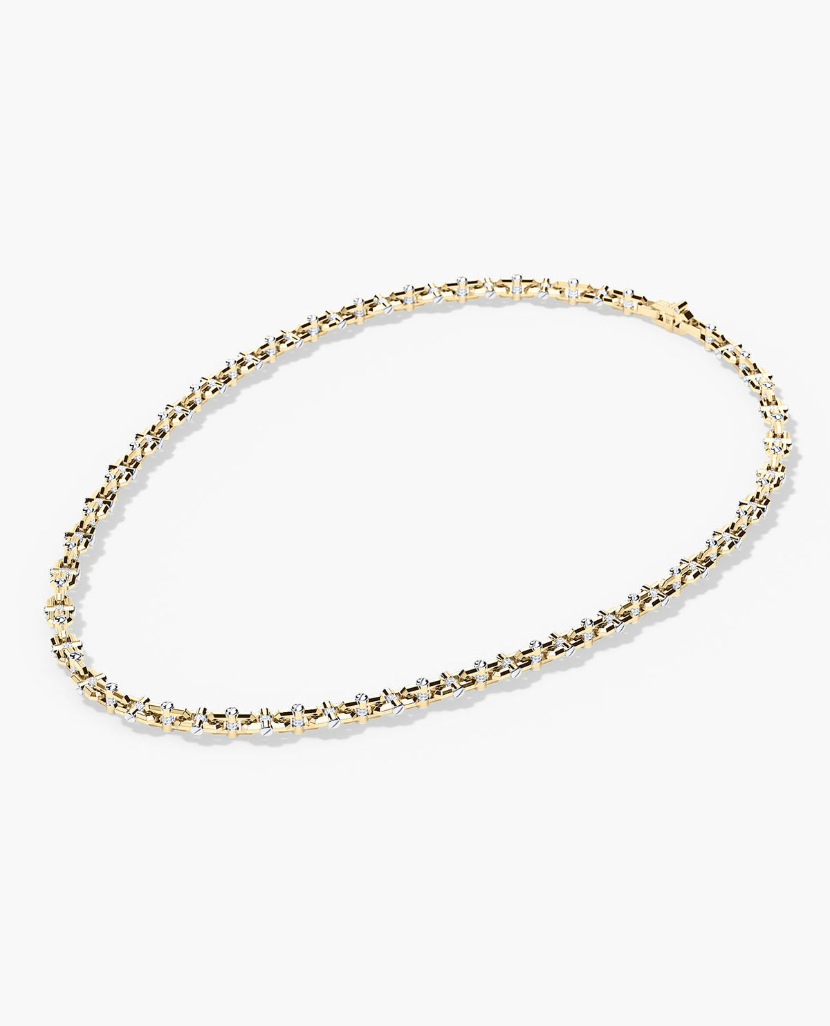 MOSS Two-Tone Gold Link Necklace with Diamonds - 9mm