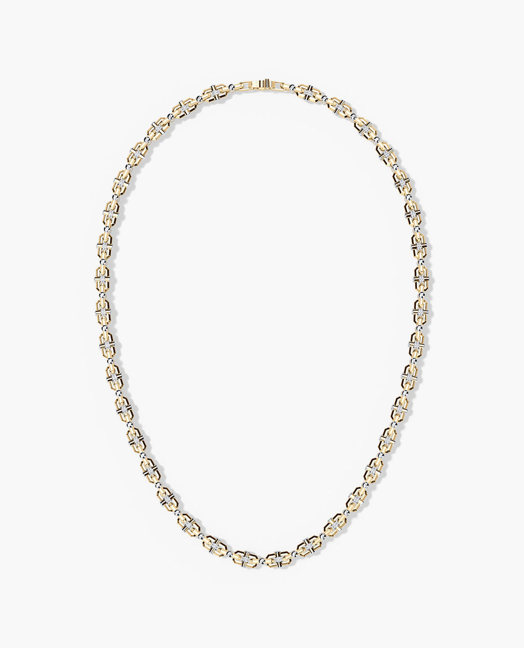 MOSS Two-Tone Gold Link Necklace with Diamonds - 9mm